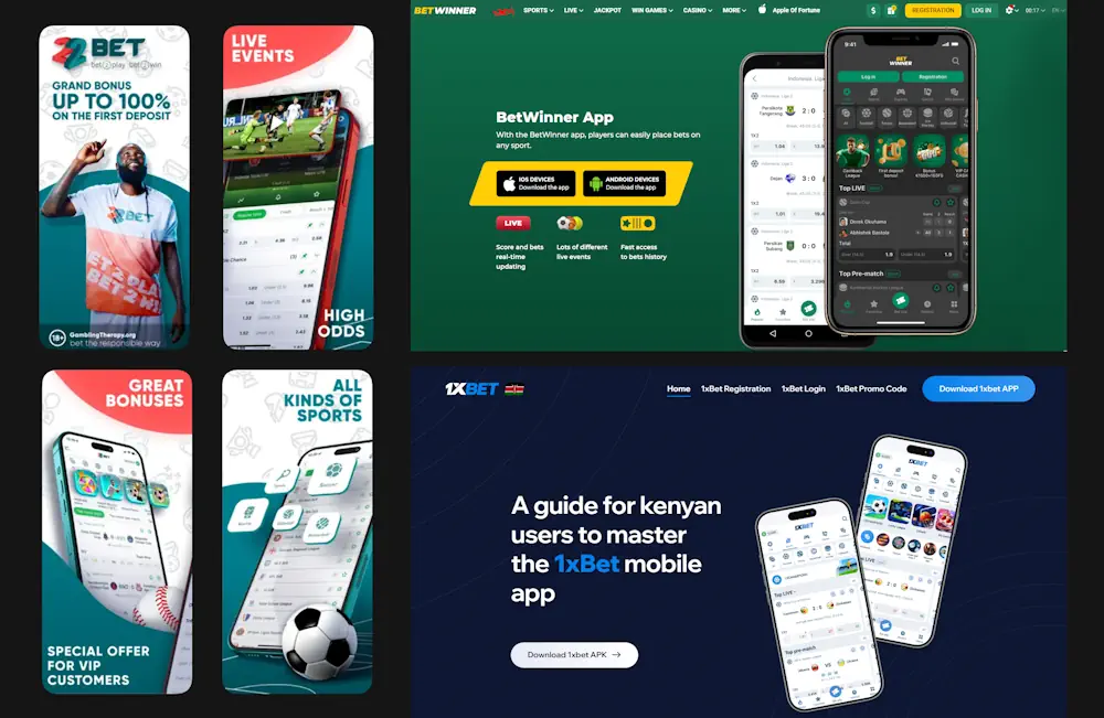 Casino Apps 22Bet, 1xBet and Betwinner Banner